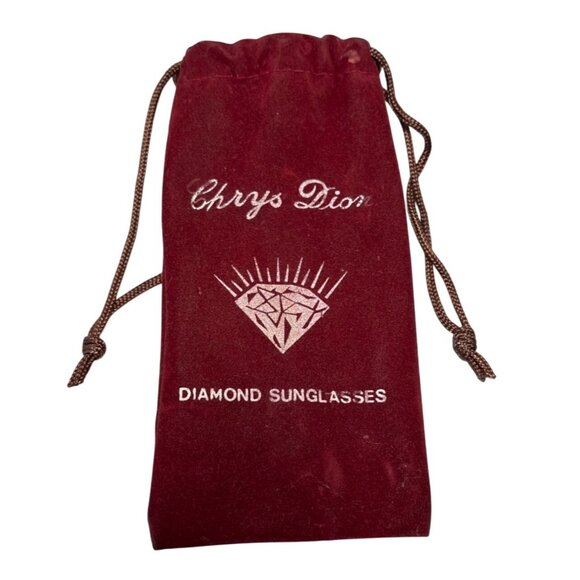 Chrys Dior Red Velvet Sunglasses Pouch Drawstring Closure 7" Embroidered Logo - Picture 1 of 5